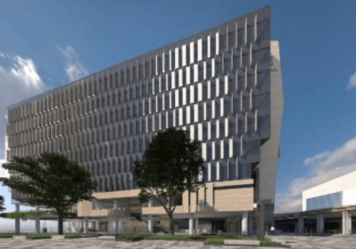 A 3d render of a modern building