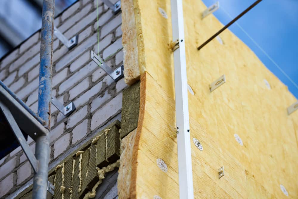 Rockwool blanket insulated on side of building